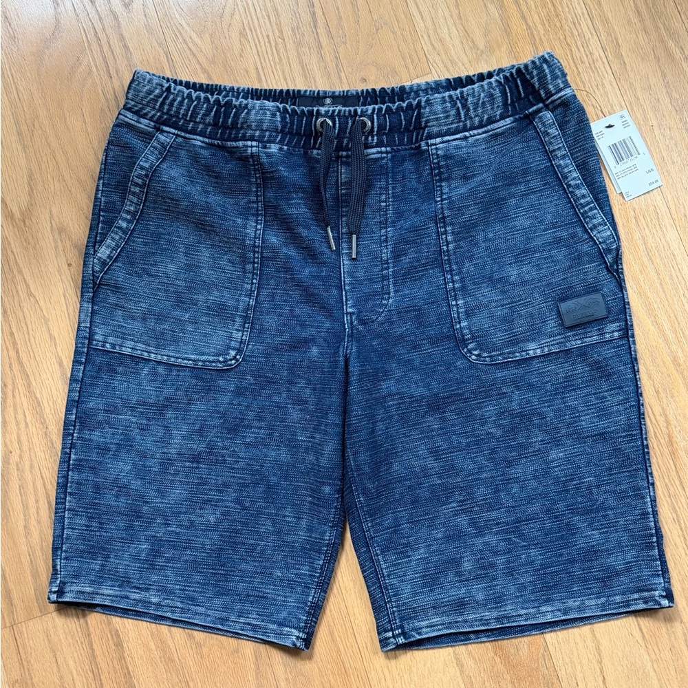 Buffalo David Bitton Men's Indigo Drawstring Knit Shorts, Size L, NWT